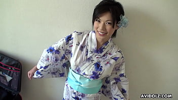 Chinese dark-haired kimono girl  Saki Aoyama  schlong sucking,uncensored.